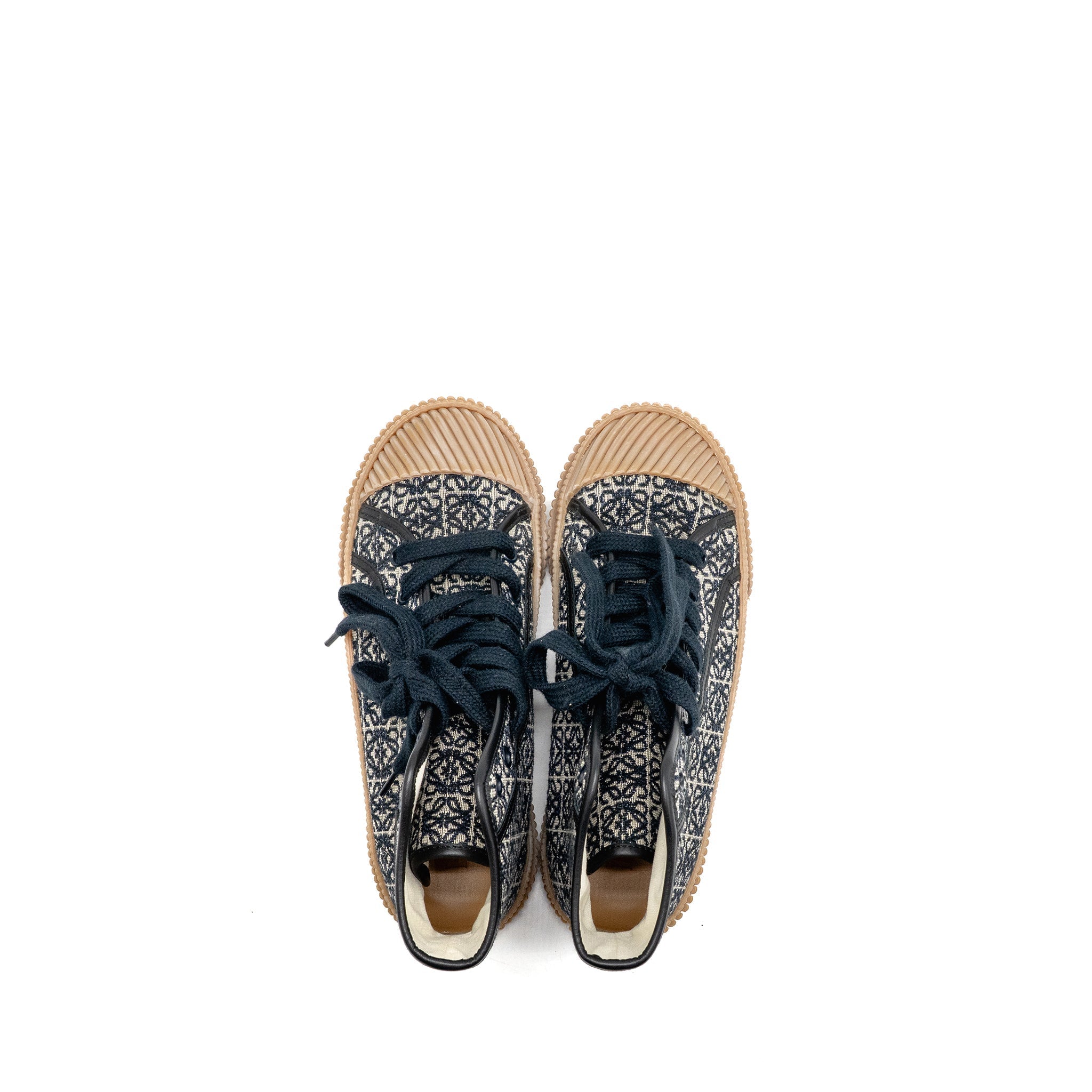 LOEWE ANAGRAM JACQUARD HIGH TOP SNEAKER BLACK/WHITE