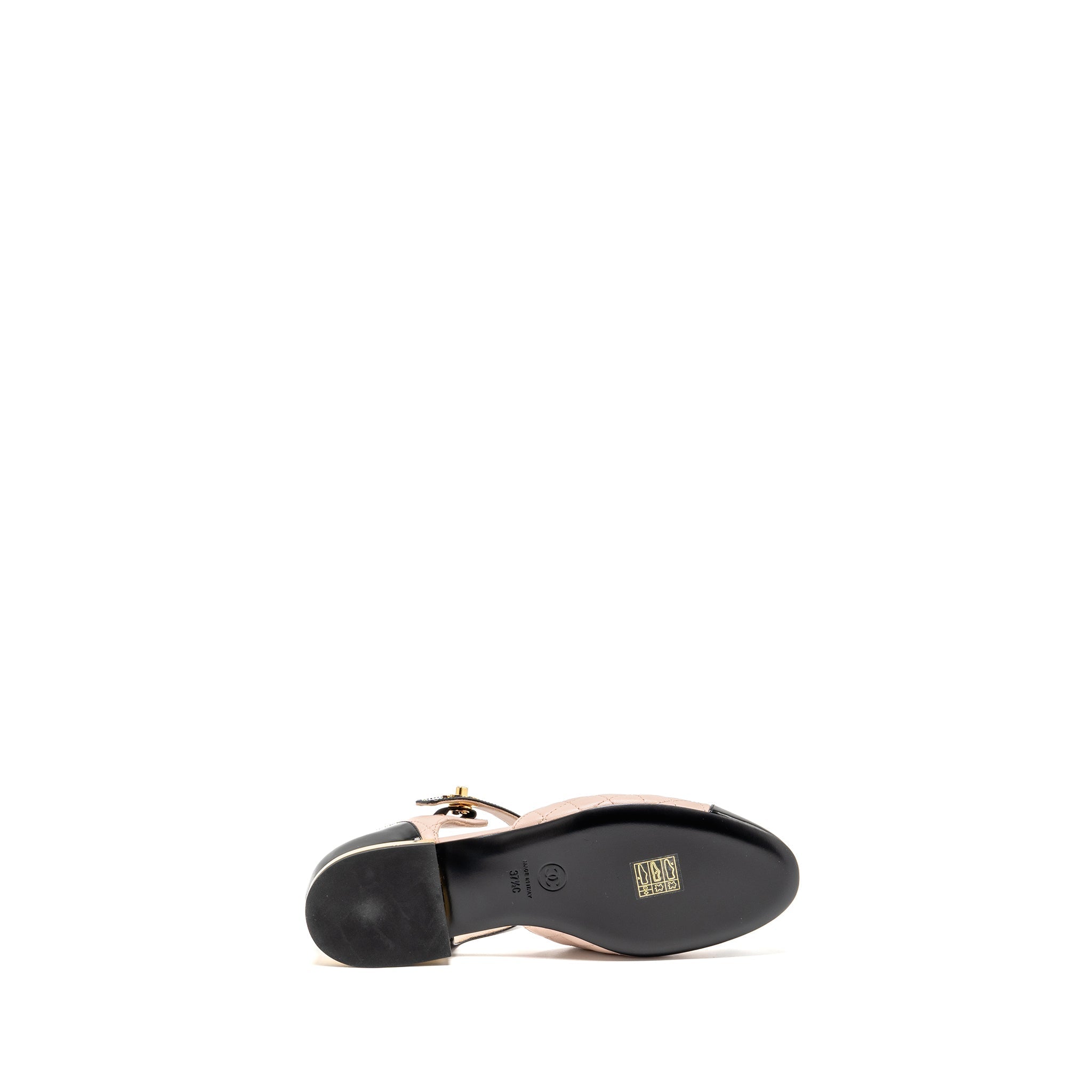 CHANEL MARY JANES BALLET FLATS LEATHER/PATENT BLACK/LIGHT PINK GHW