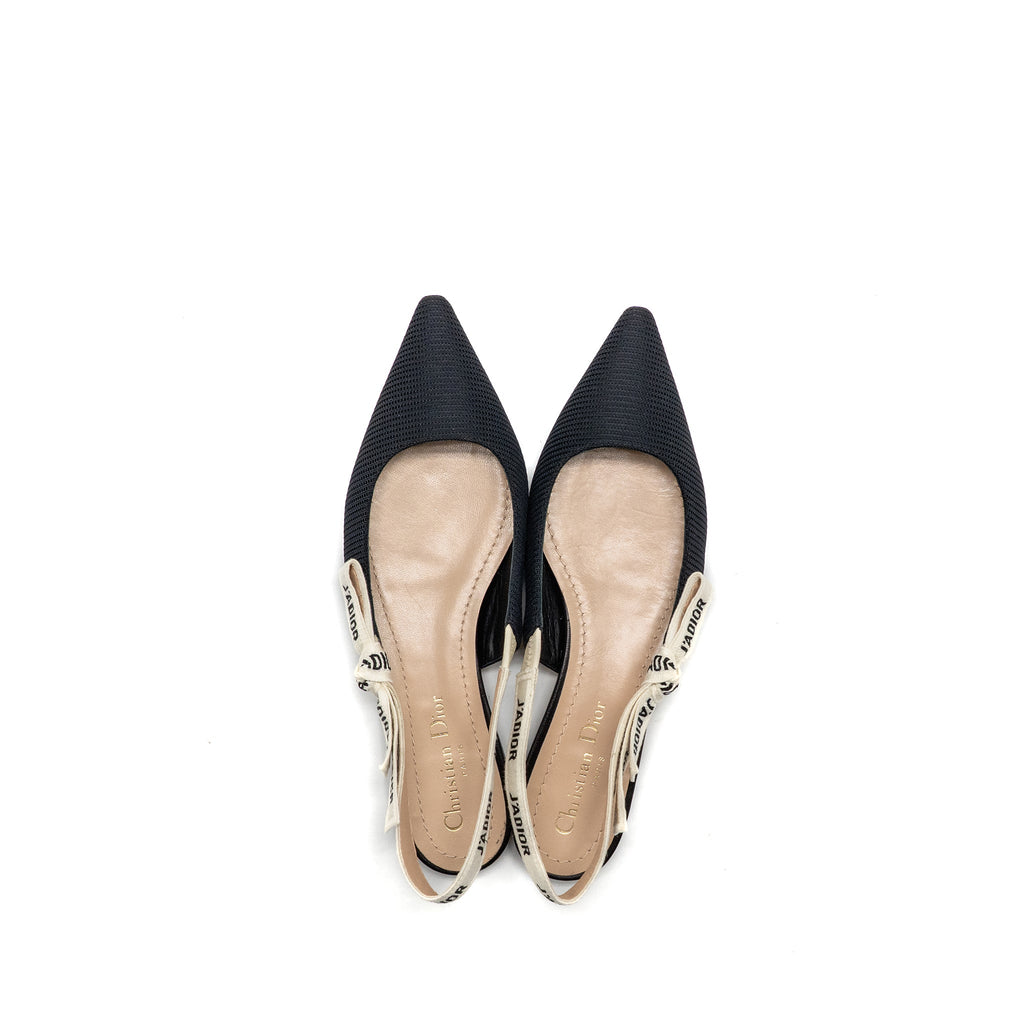 DIOR BALLERINA SLINGBACK SANDALS FABRIC/LEATHER BLACK