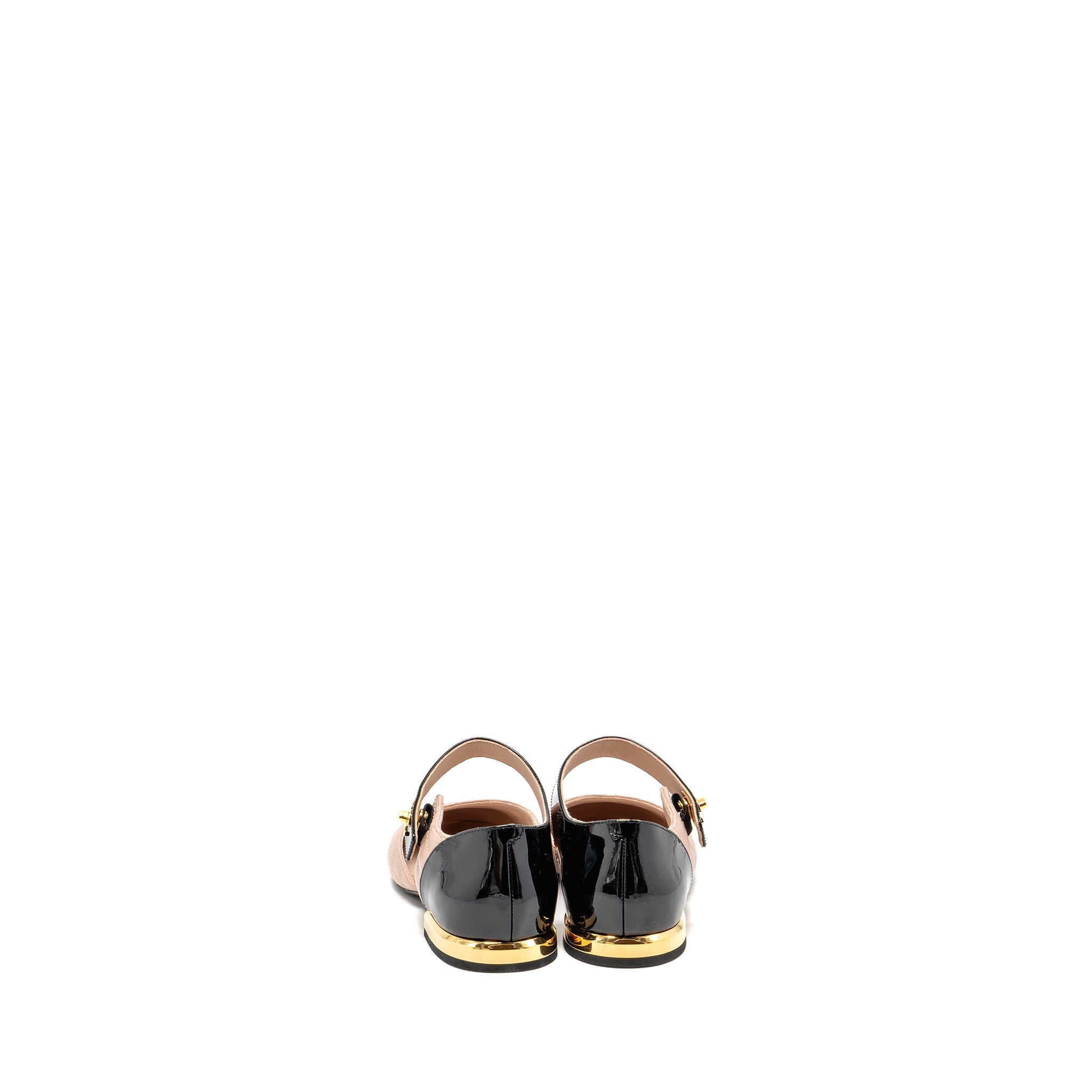 CHANEL MARY JANES BALLET FLATS LEATHER/PATENT BLACK/LIGHT PINK GHW