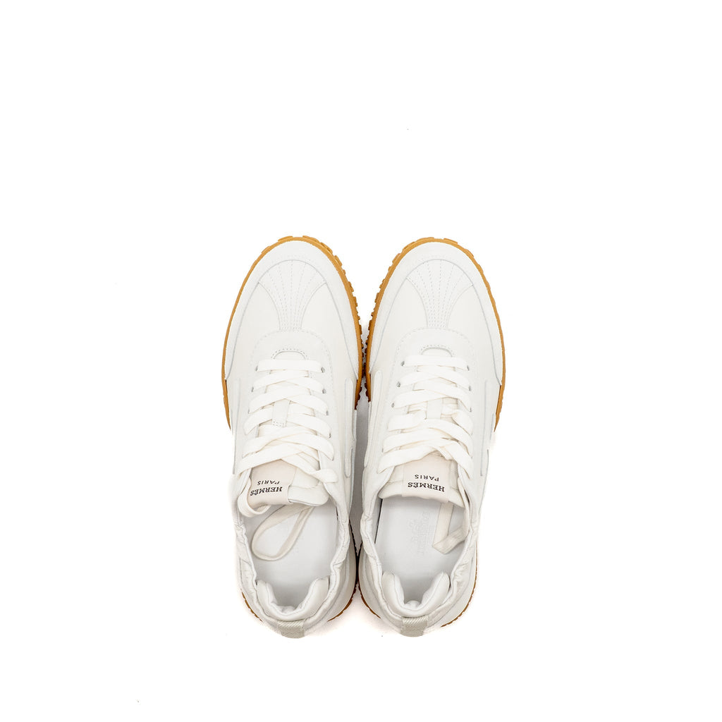HERMES JET SNAKER NAPPA / SUEDE LEATHER BLANC