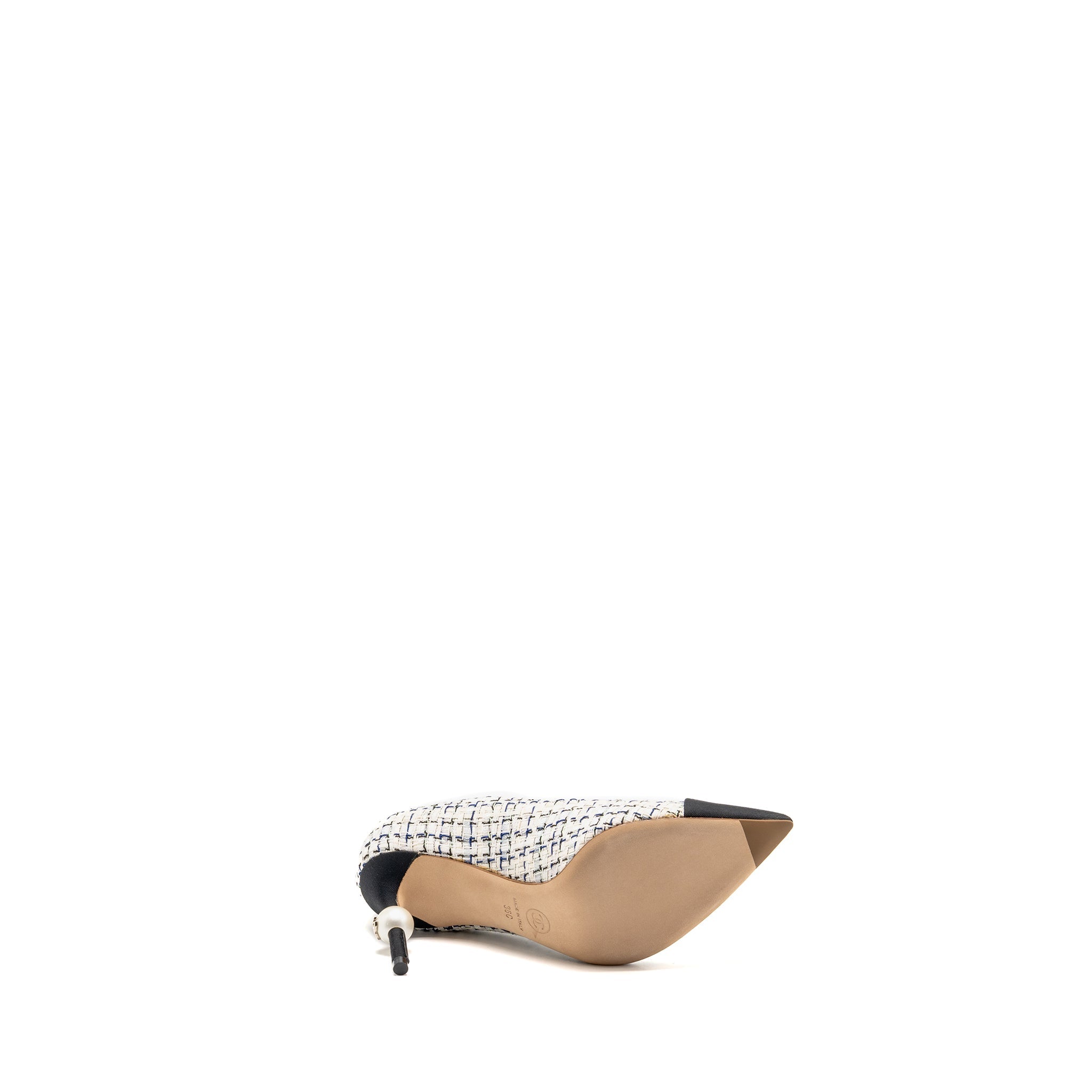 CHANEL PUMP TWEED BLUE / WHITE/ BLACK