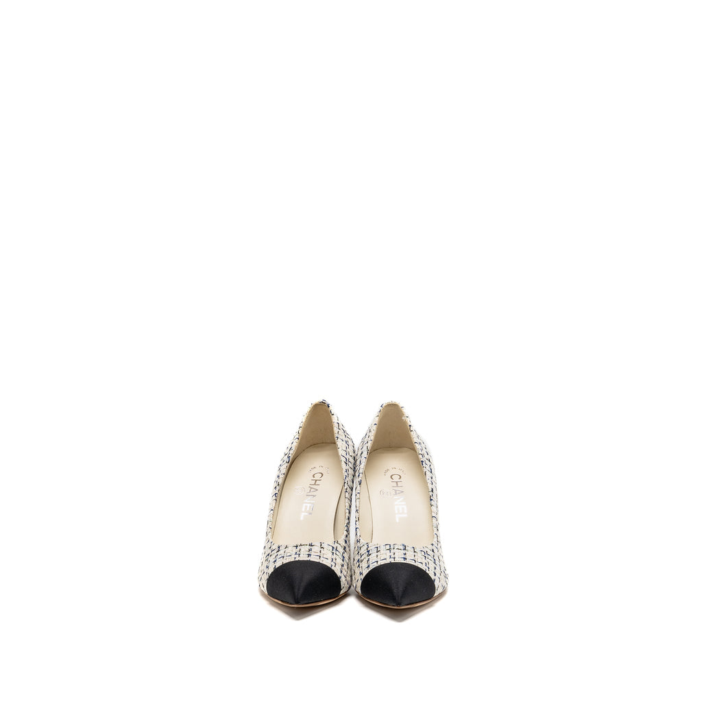 CHANEL PUMP TWEED BLUE / WHITE/ BLACK