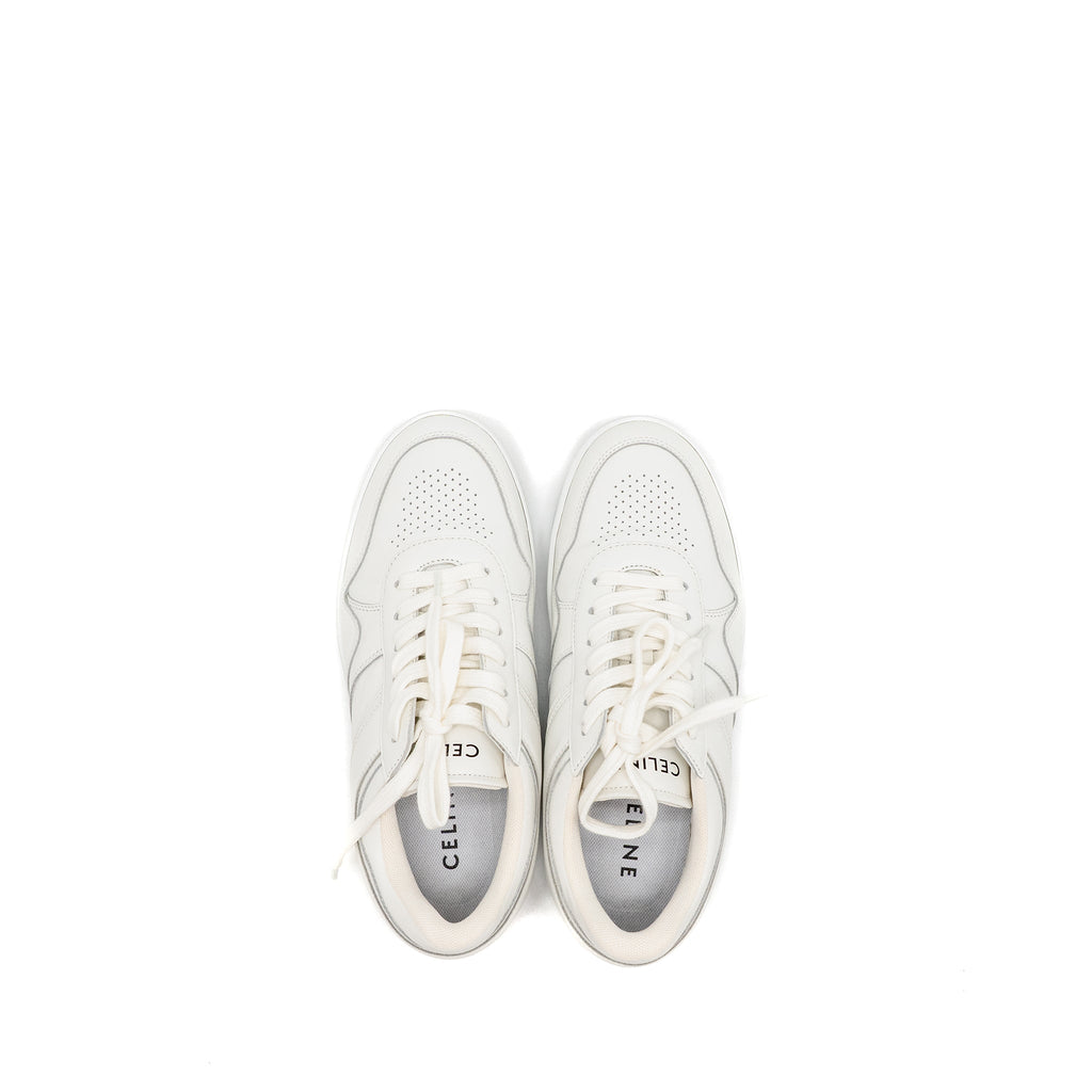 CELINE TRAINER LOW LACE-UP SNEAKER CALFSKIN WHITE
