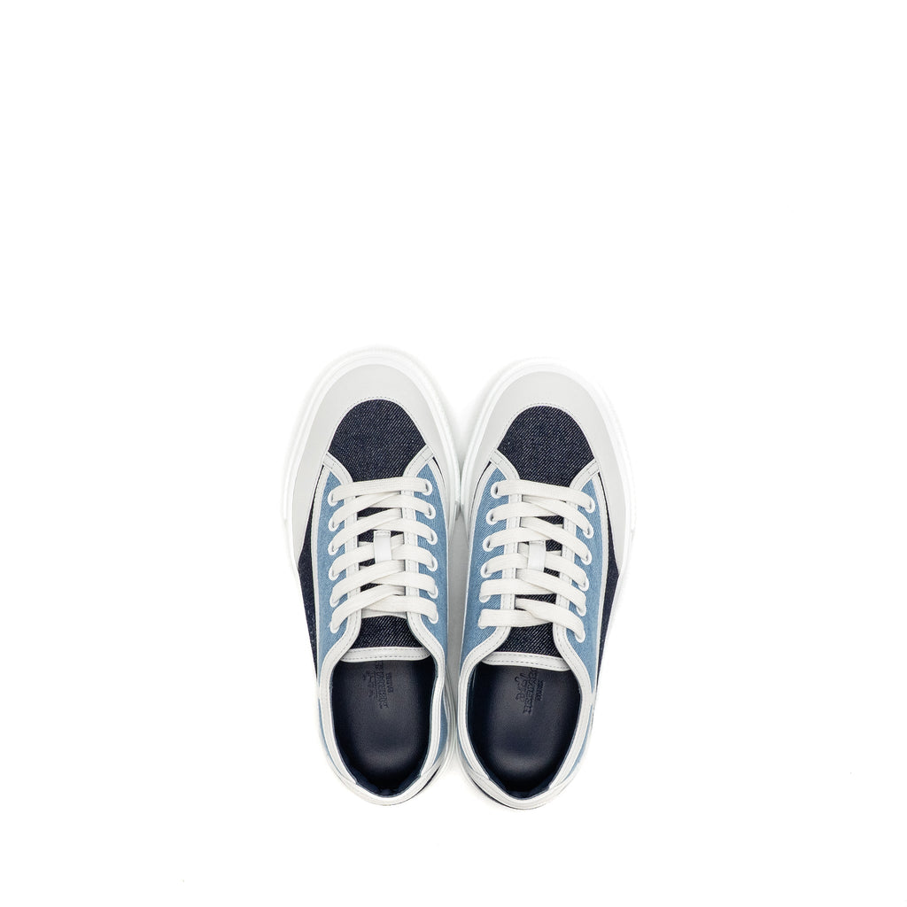 HERMES GET SNEAKER RUBBER/LAMBSKIN/COTTON MULTICOLOUR/BLEU