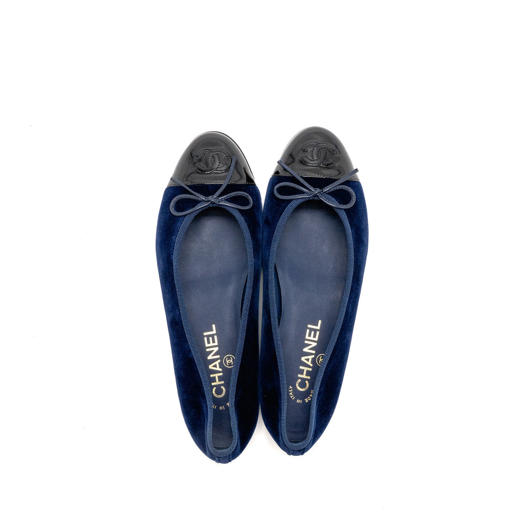 Chanel Ballet Flats Velvet/Patent Navy/Black