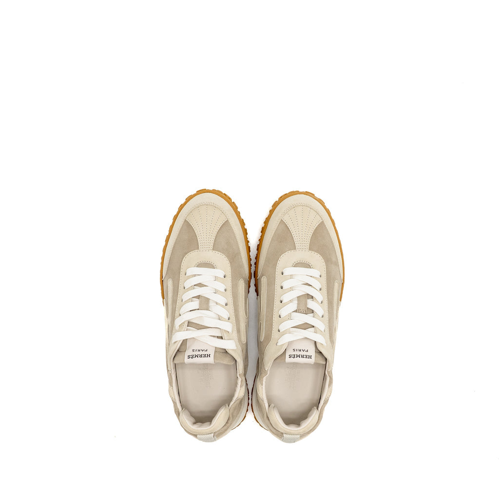 HERMES JET SNEAKER NAPPA/SUEDE GOATSKIN BLANC