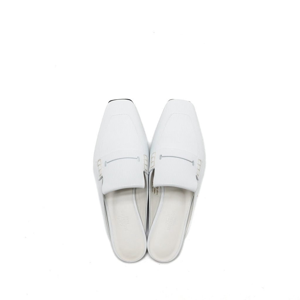 HERMES ELOGE MULES CHÈVRE LIEGEE BLANC