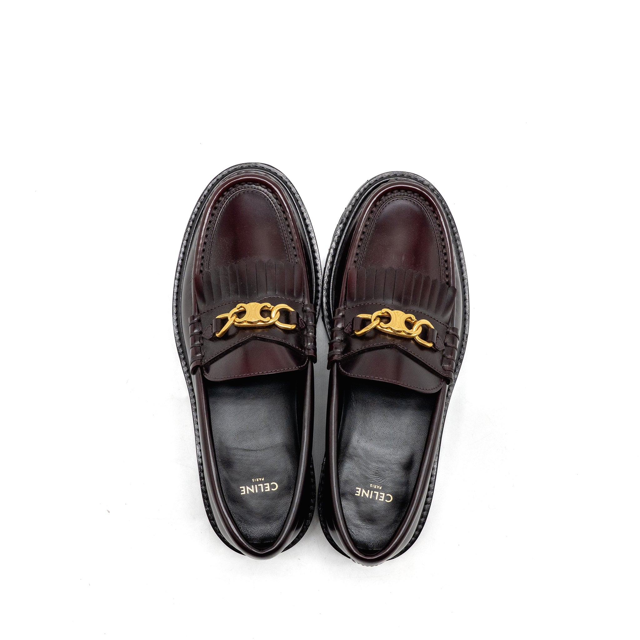 CELINE CHUNKY LOAFER LEATHER BURGUNDY GHW