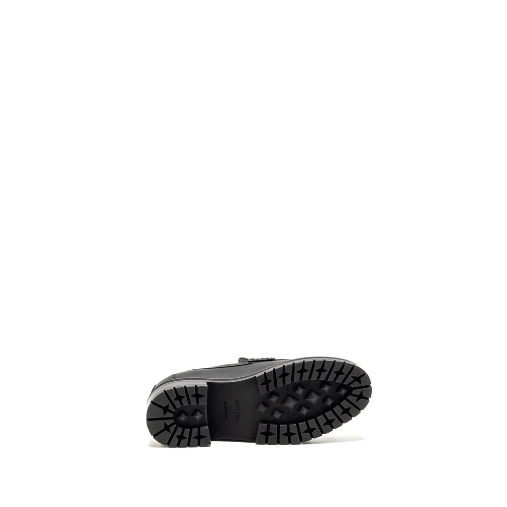 HERMES MOCASSINS HITCH LOAFER GLAZED CALFSKIN BLACK
