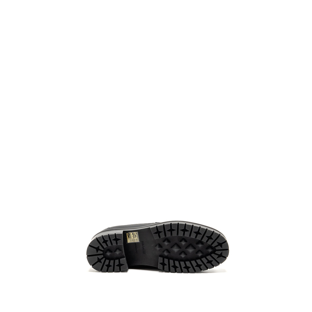 HERMES MOCASSINS HITCH LOAFER GLAZED CALFSKIN BLACK