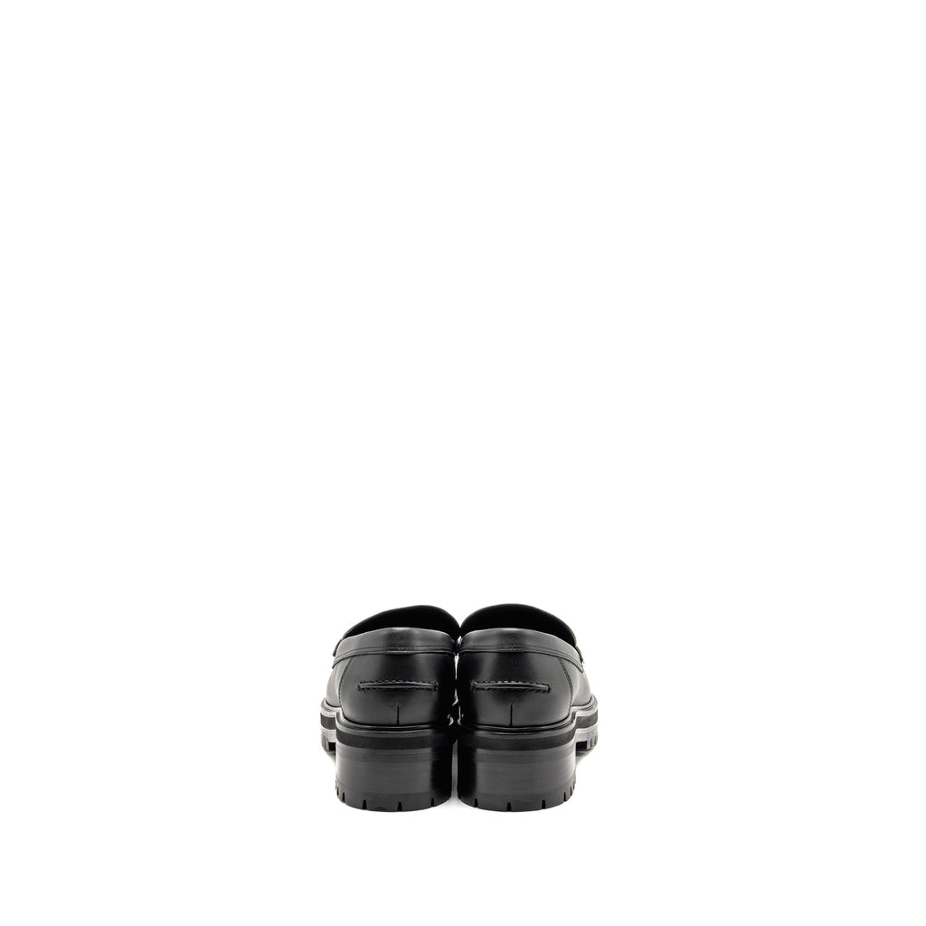 HERMES MOCASSINS HITCH LOAFER GLAZED CALFSKIN BLACK