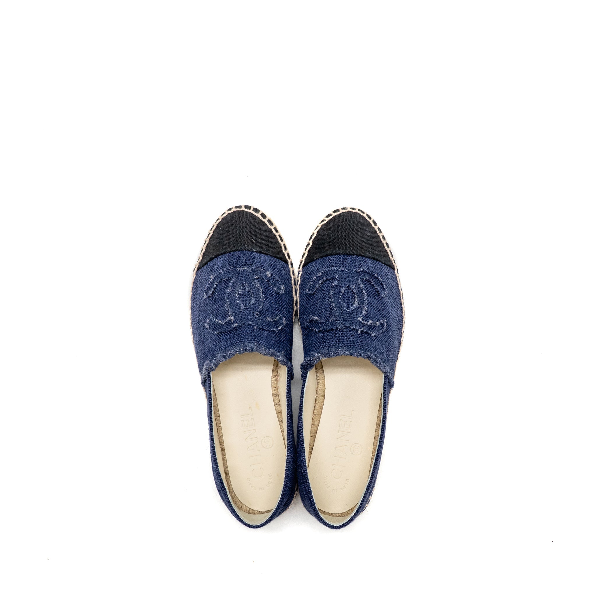 CHANEL ESPADRILLES LINEN BLUE/BLACK