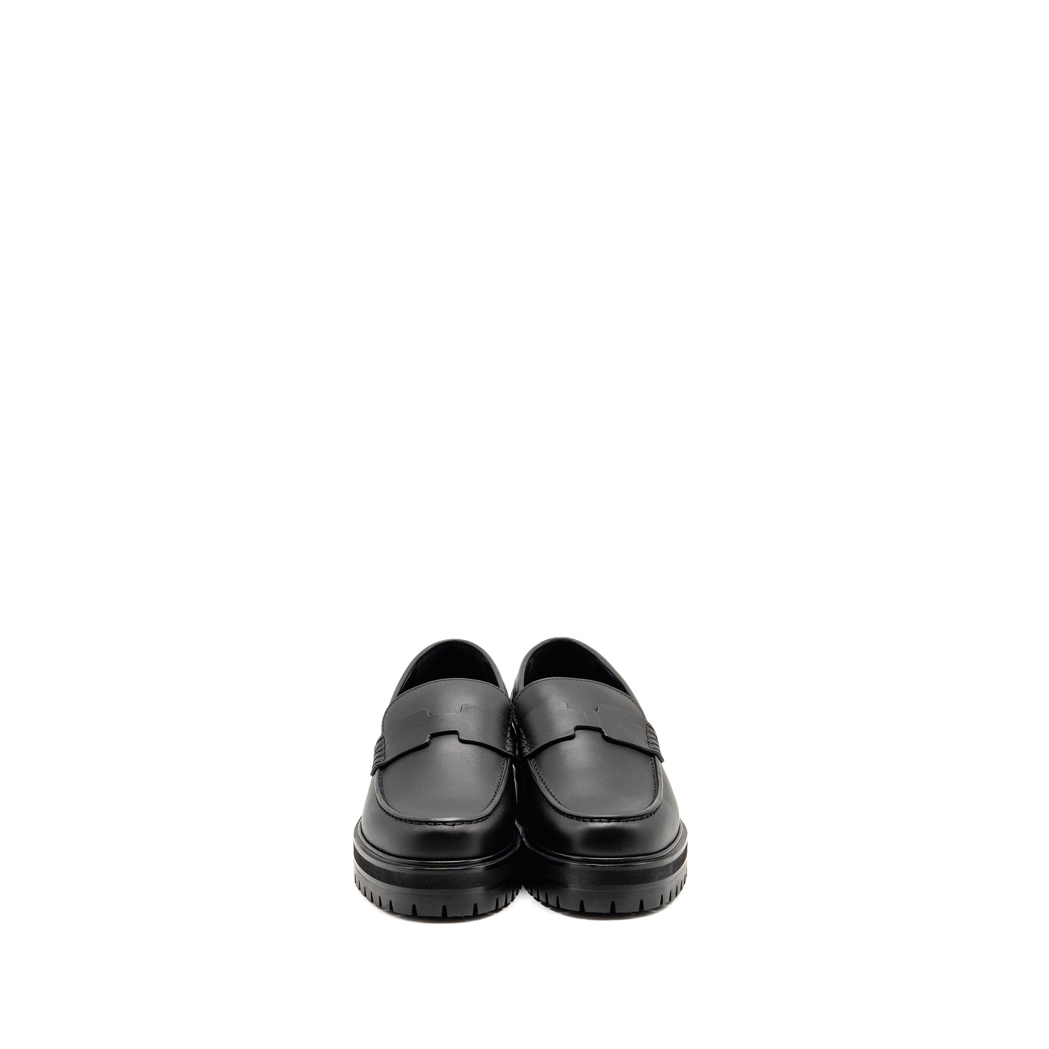 HERMES MOCASSINS HITCH LOAFER GLAZED CALFSKIN BLACK