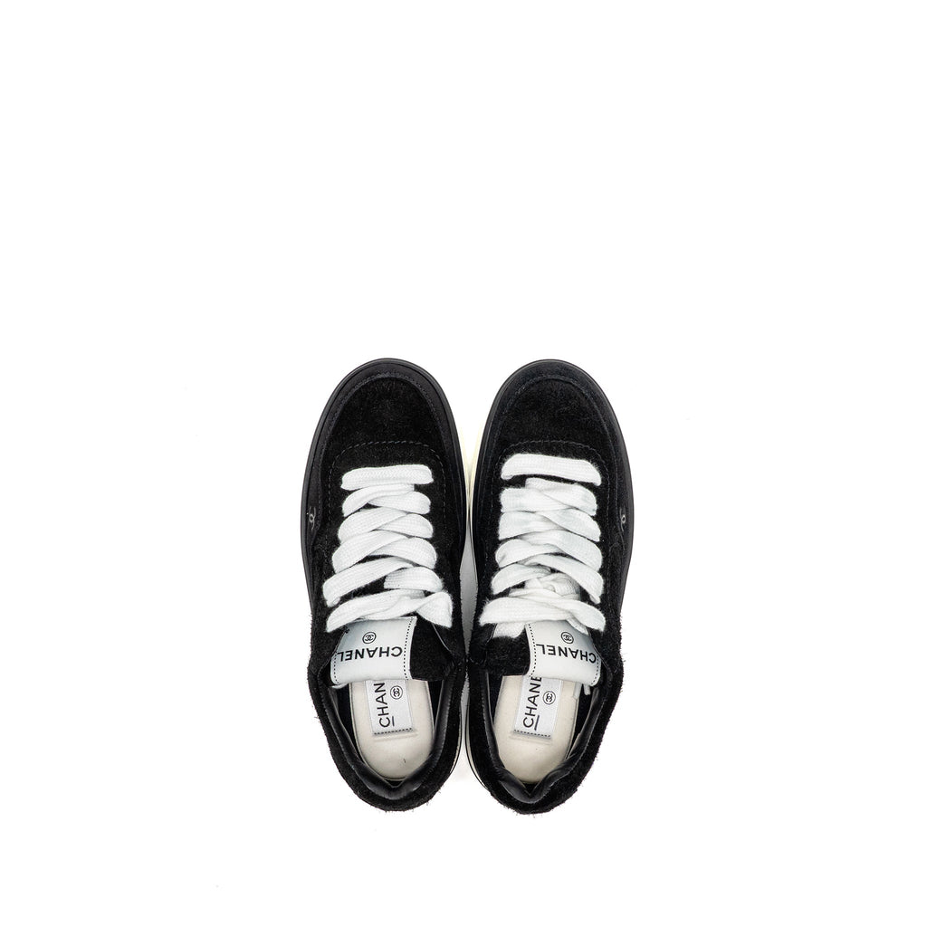 CHANEL 23B CC LOGO SNEAKERS SUEDE CALFSKIN BLACK