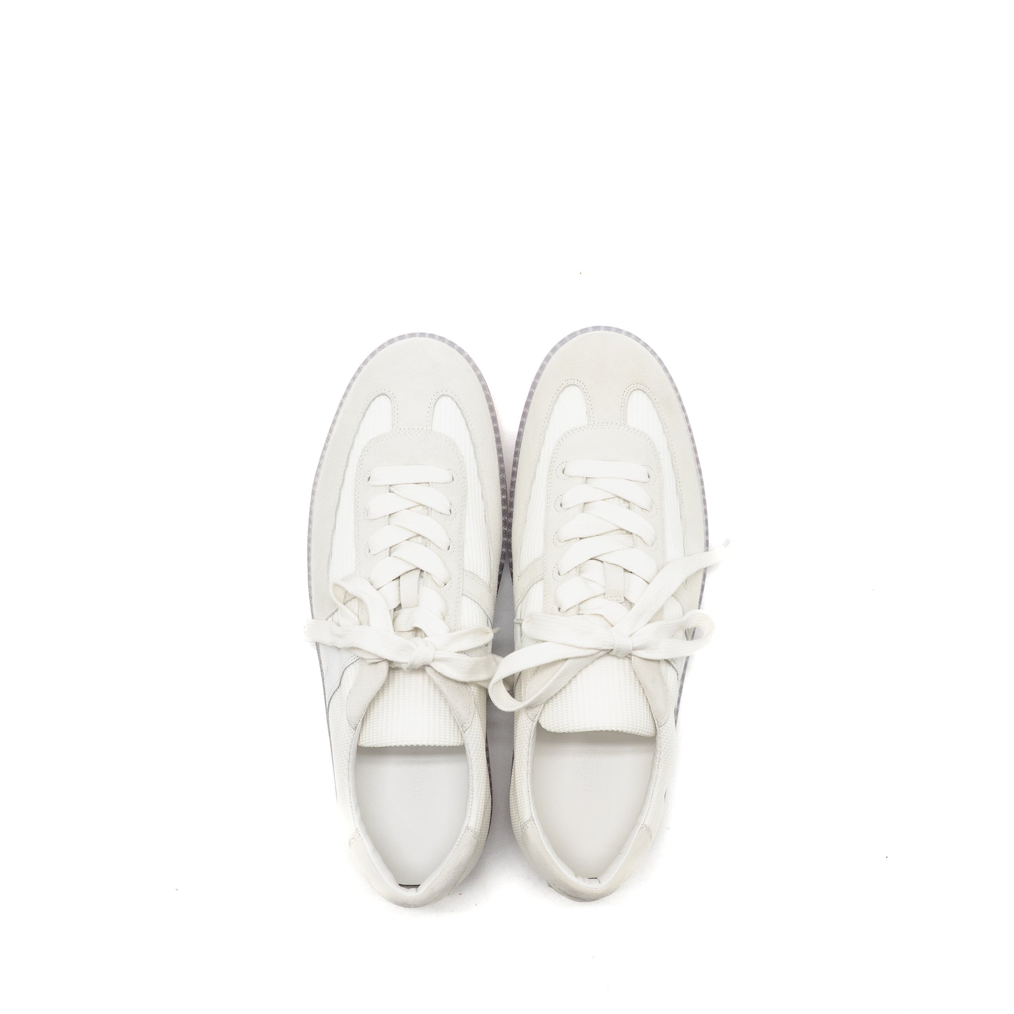HERMES HOMME BOOMERANG SNEAKER MESH/ CALFSKIN/ SUEDE BLANC