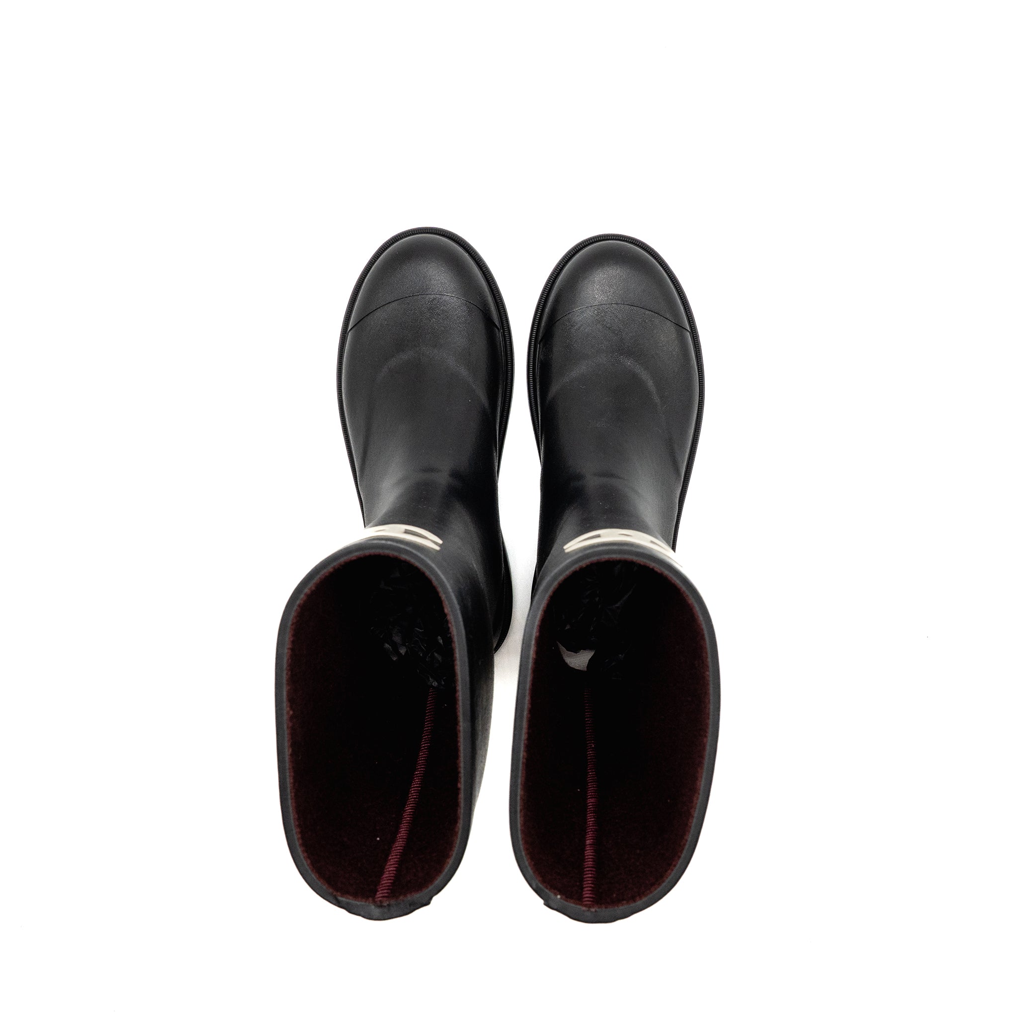 CHANEL 25B HIGH BOOTS CAOUTCHOUC BLACK