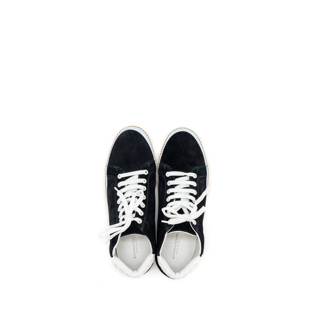 BOTTEGA VENETA SNEAKER SUEDE BLACK/WHITE/LIGHT BLUE
