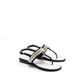 CHANEL 22B FLIP FLOPS SANDALS PEARL LEATHER/FABRIC BLACK SHW