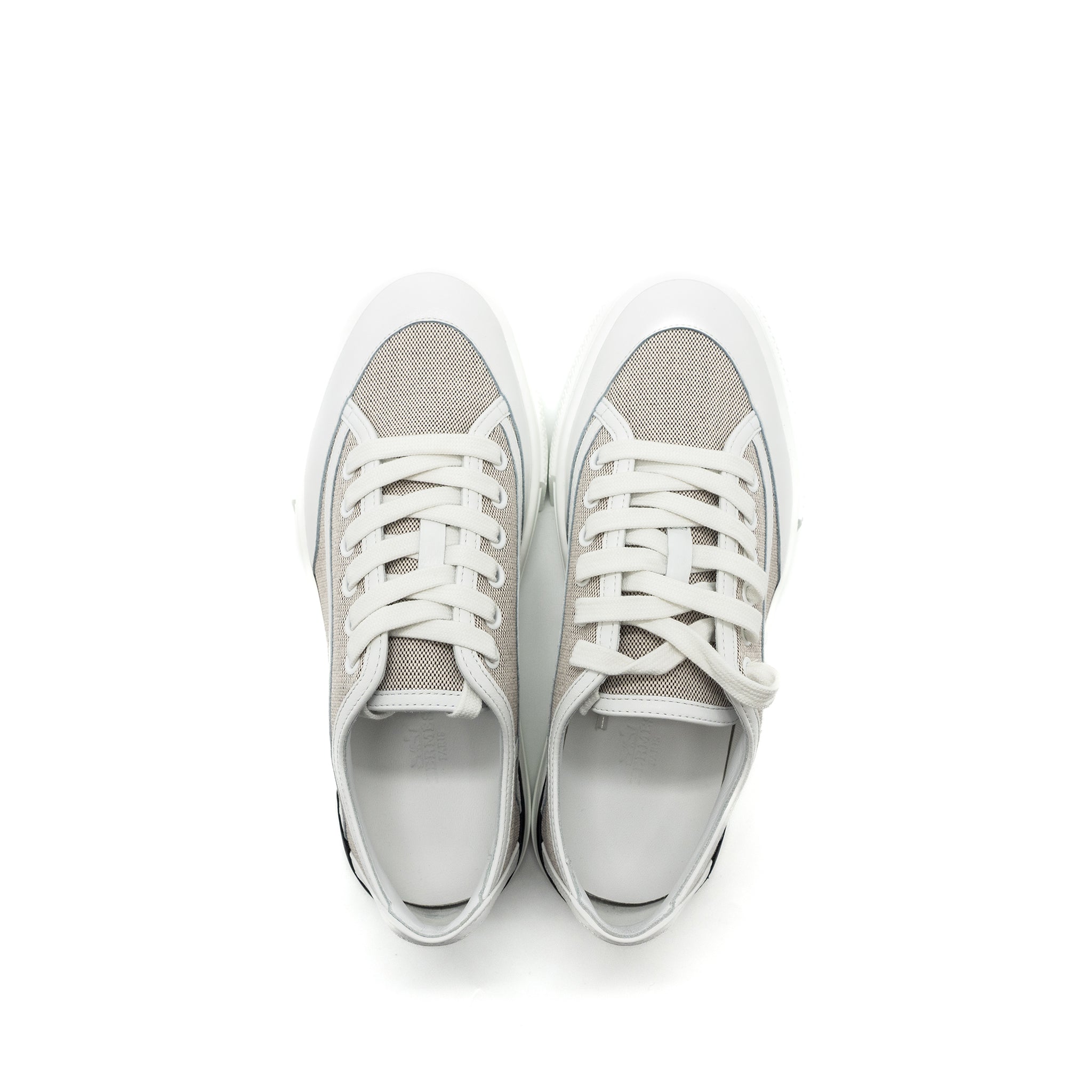 HERMES GET SNEAKER CALFSKIN / CANVAS PRUNOIR / BLANC
