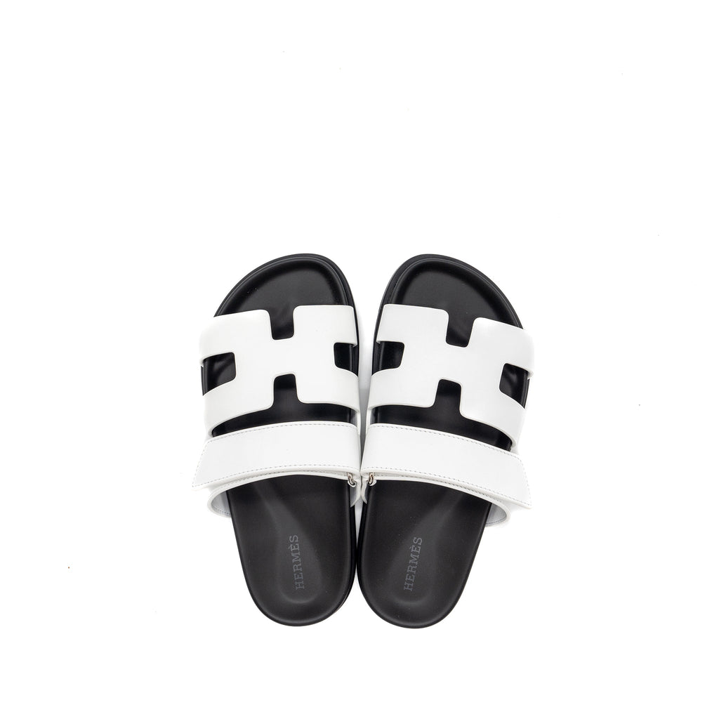 HERMES CHYPRE SANDAL CALFSKIN BLANC