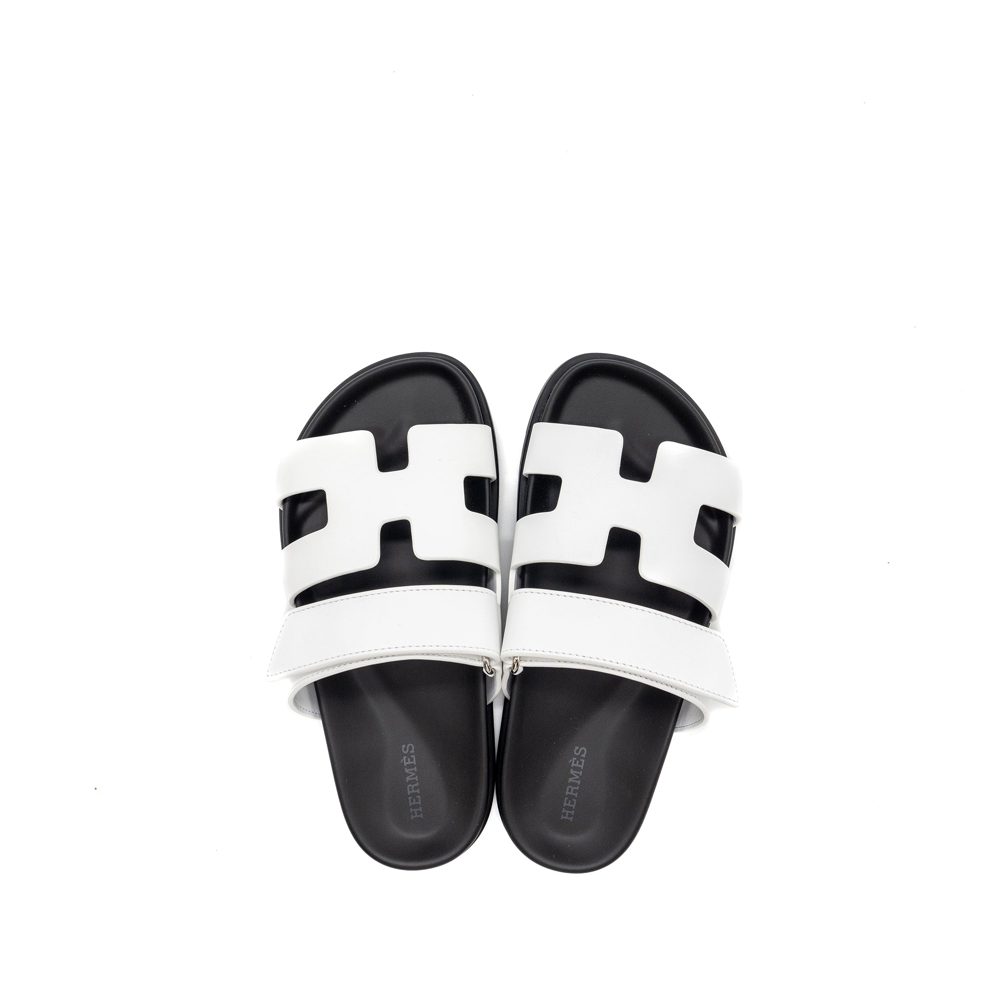 HERMES CHYPRE SANDAL CALFSKIN BLANC