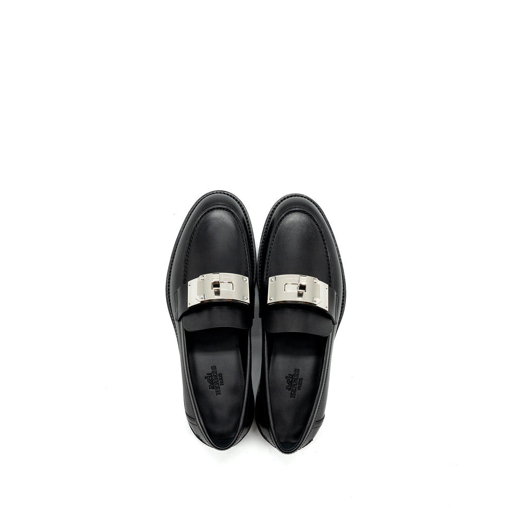 HERMES HOT MOCCASINS CALFSKIN BLACK SHW