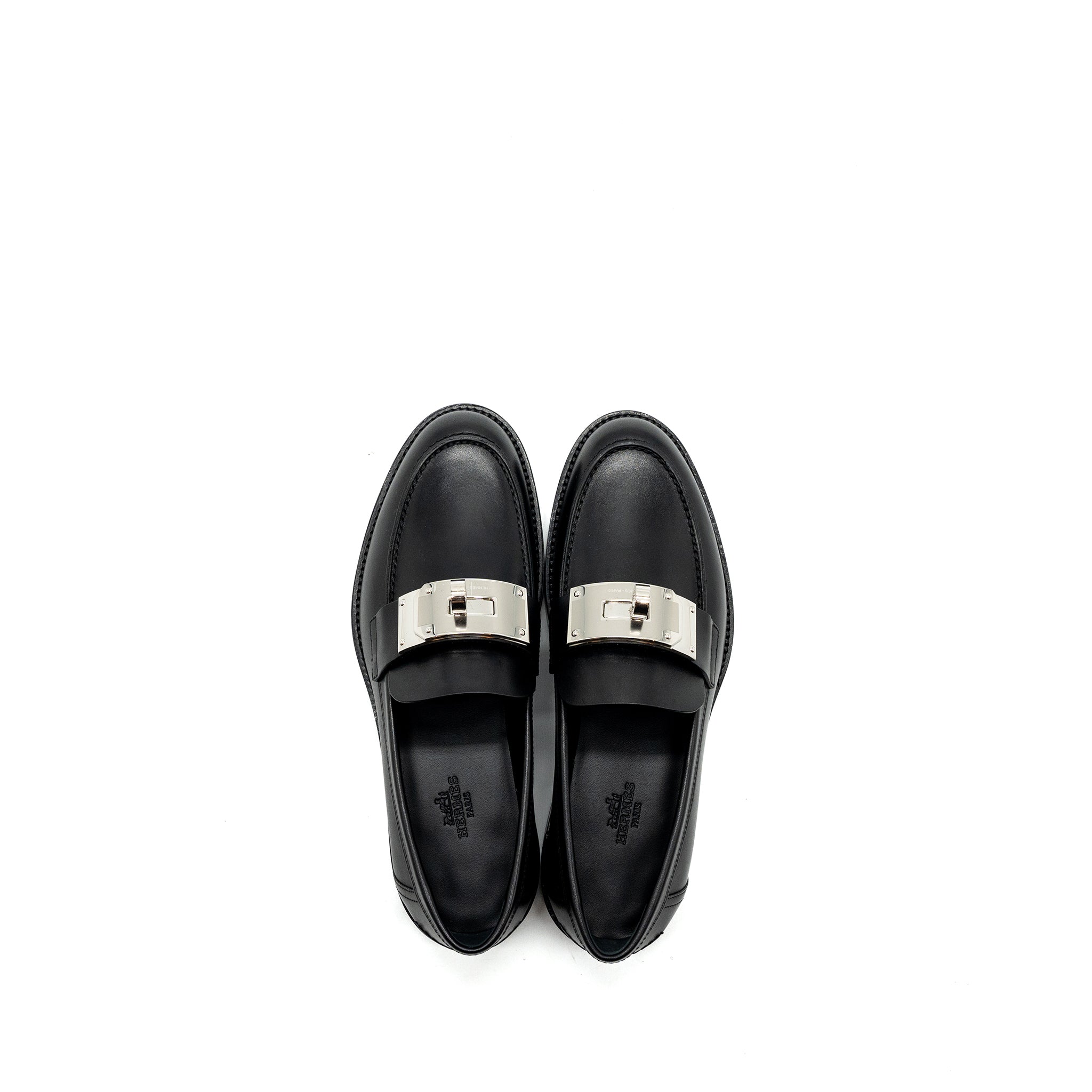 HERMES HOT MOCCASINS CALFSKIN BLACK SHW