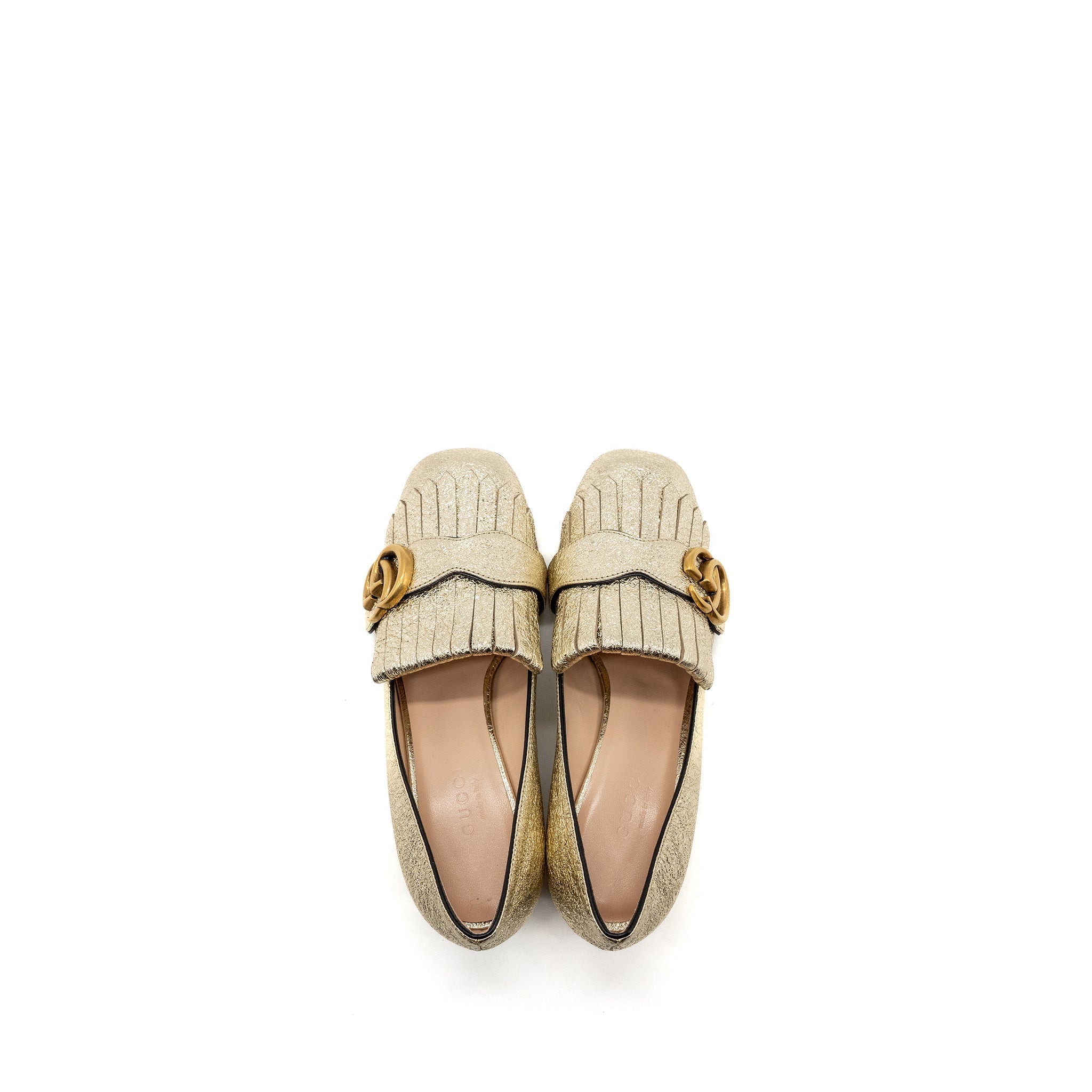 GUCCI GG MARMONT MID HEEL PUMP GOLD GHW