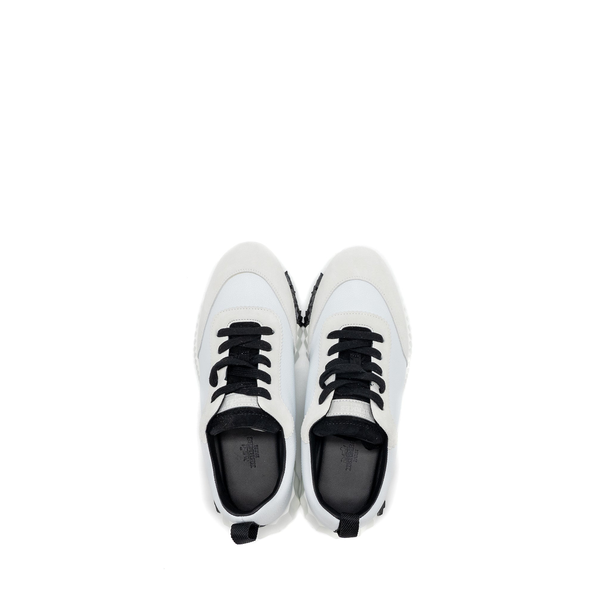 HERMES FEMME BOUNCING SNEAKER CHÈVRE VELOURS BLACK / WHITE