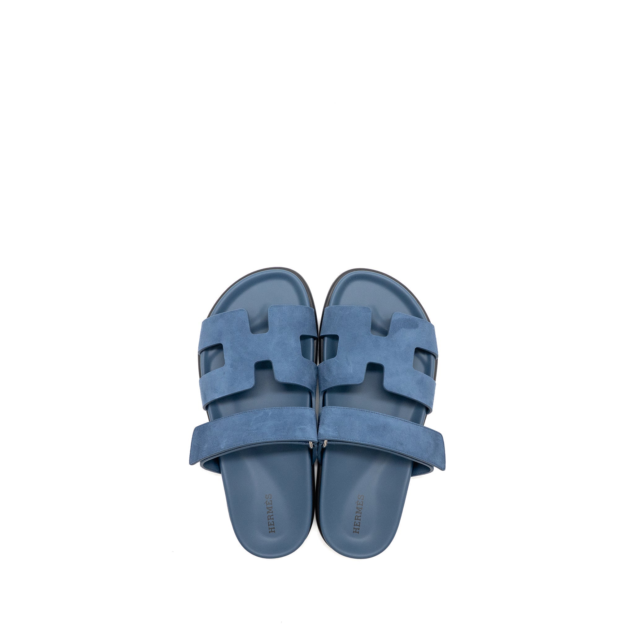 HERMES FEMME CHYPRE SANDALS CHEVRE VELOURS BLEU TURQUIN