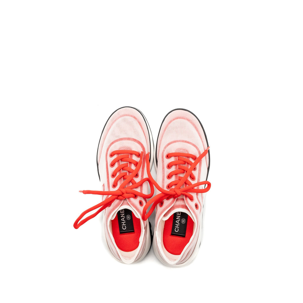 CHANEL CC LOGO SNEAKERS RED/ WHITE/ BLACK