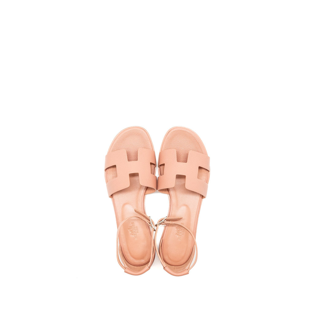HERMES SANTORINI SANDAL EPSOM ROSE AUBE SHW