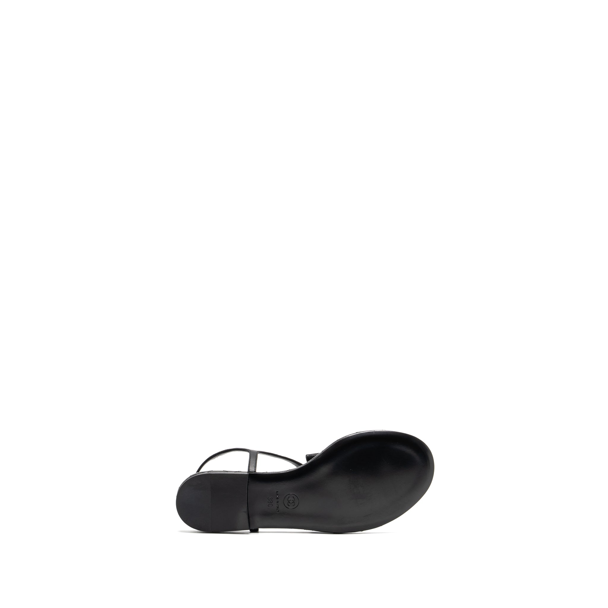 CHANEL CAMELLIA LEATHER SANDALS BLACK LGHW