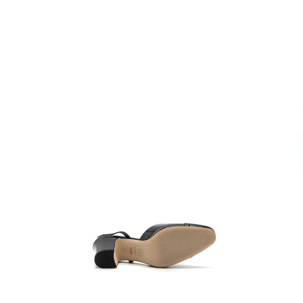CHANEL 22K SLINGBACKS PATENT/CALFSKIN BLACK LGHW