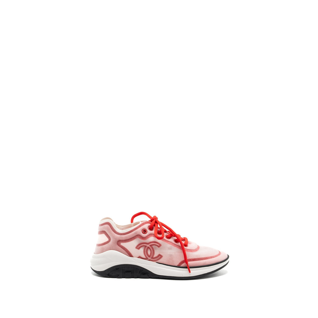 CHANEL CC LOGO SNEAKERS RED/ WHITE/ BLACK