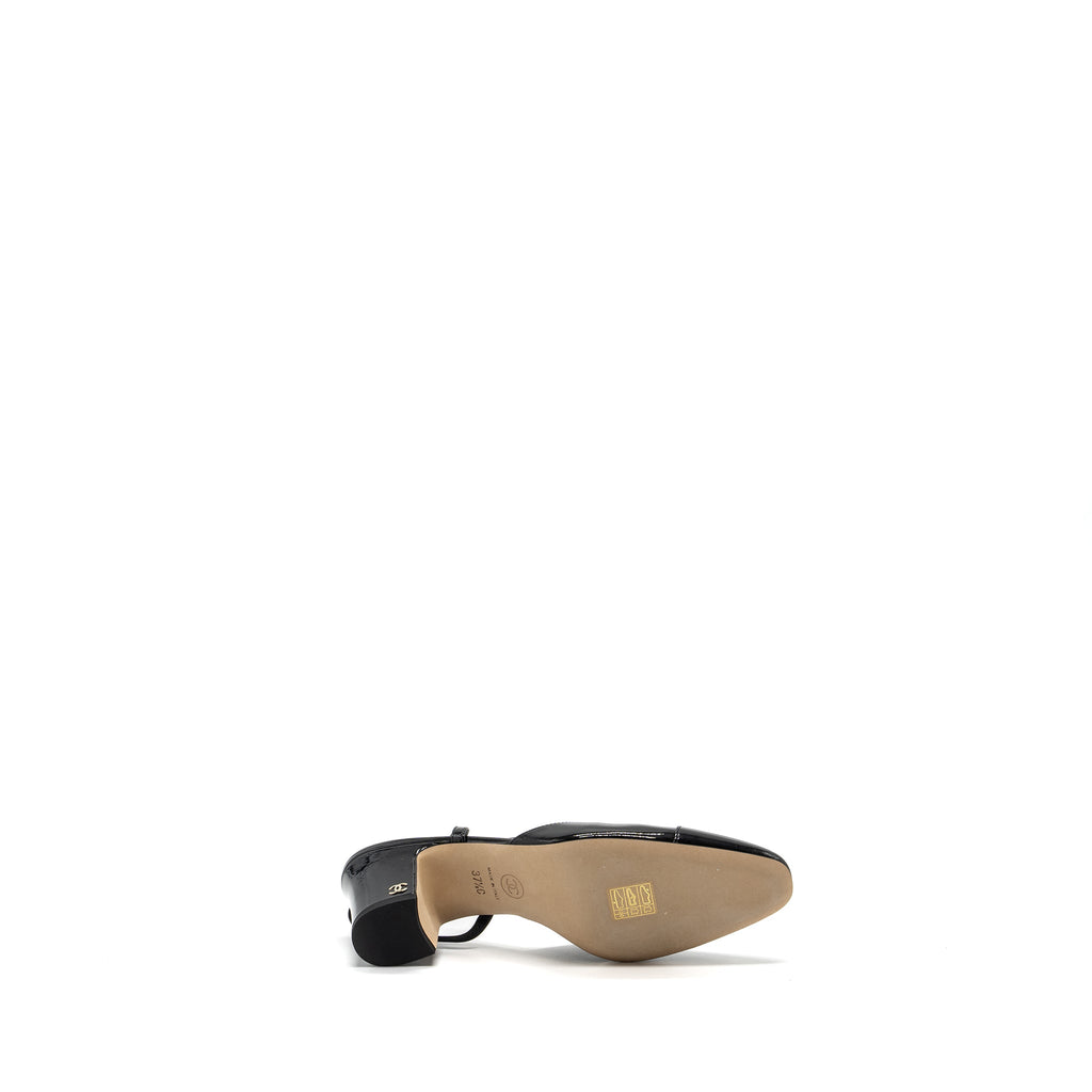 CHANEL 22K SLINGBACKS PATENT/CALFSKIN BLACK LGHW