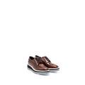 PRADA BROGUE-TRIM PLATFORM OXFORD LOAFER CALFSKIN BROWN