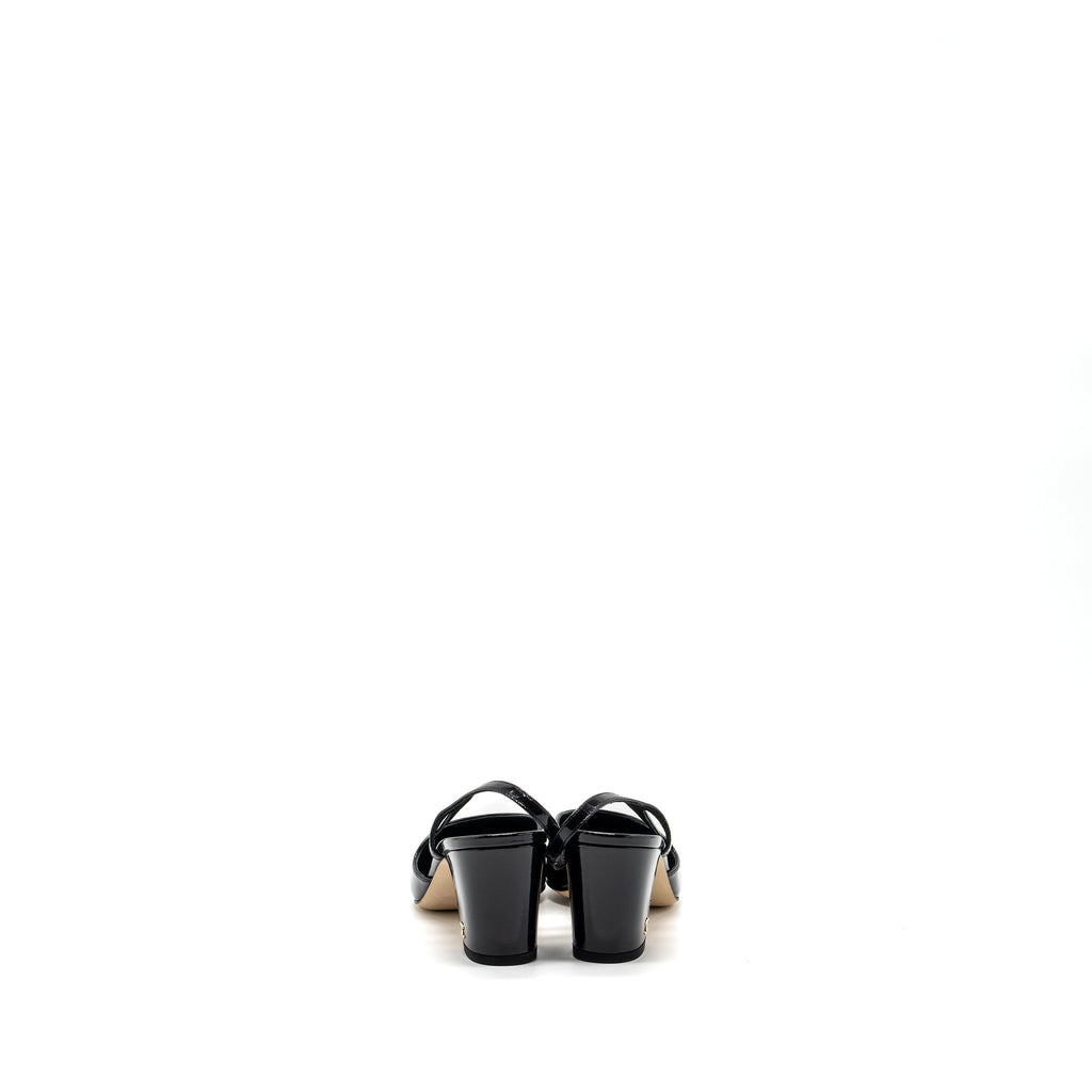 CHANEL 22K SLINGBACKS PATENT/CALFSKIN BLACK LGHW