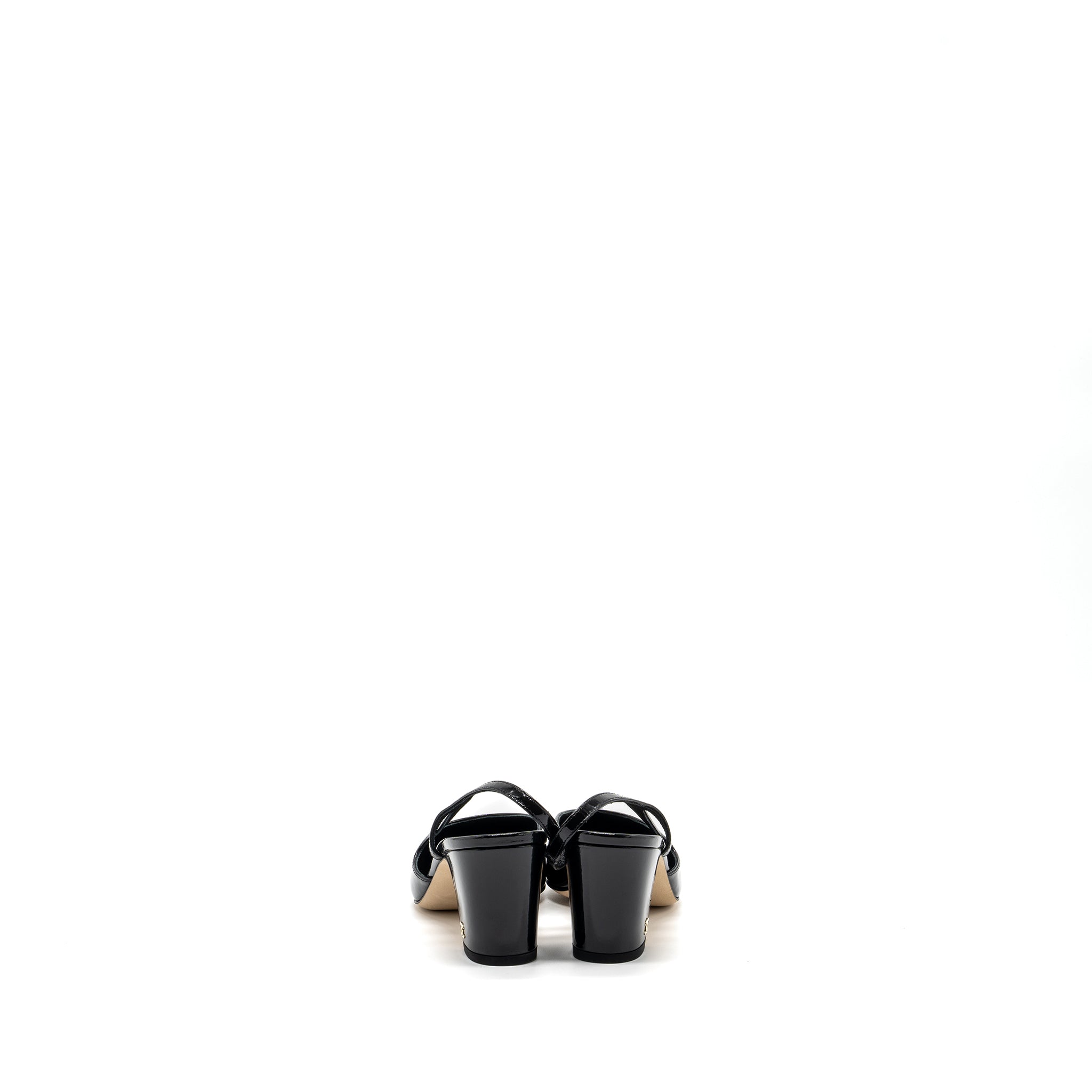 CHANEL 22K SLINGBACKS PATENT/CALFSKIN BLACK LGHW