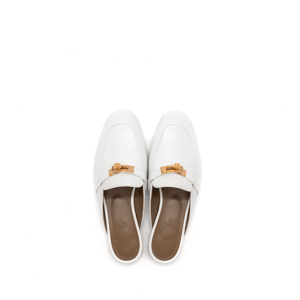 HERMES OZ MULES WHITE RGHW