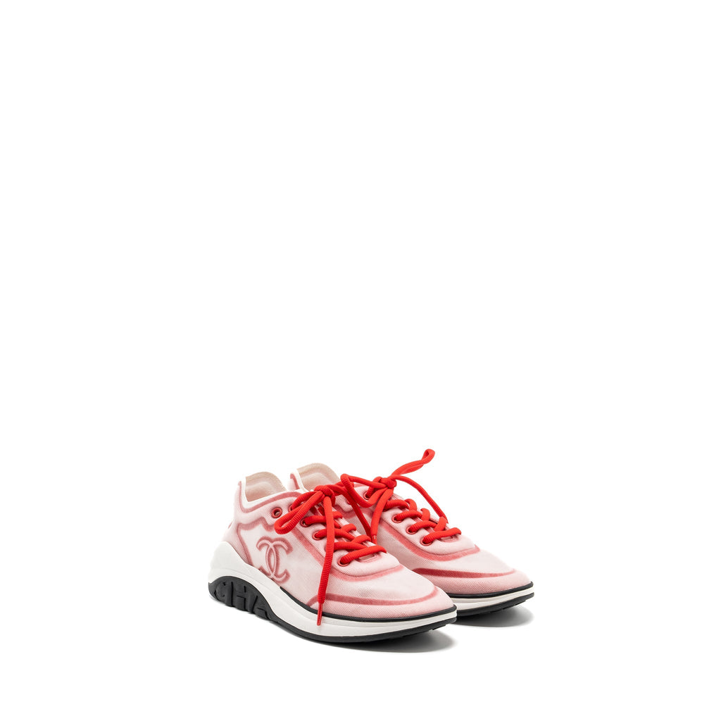 CHANEL CC LOGO SNEAKERS RED/ WHITE/ BLACK