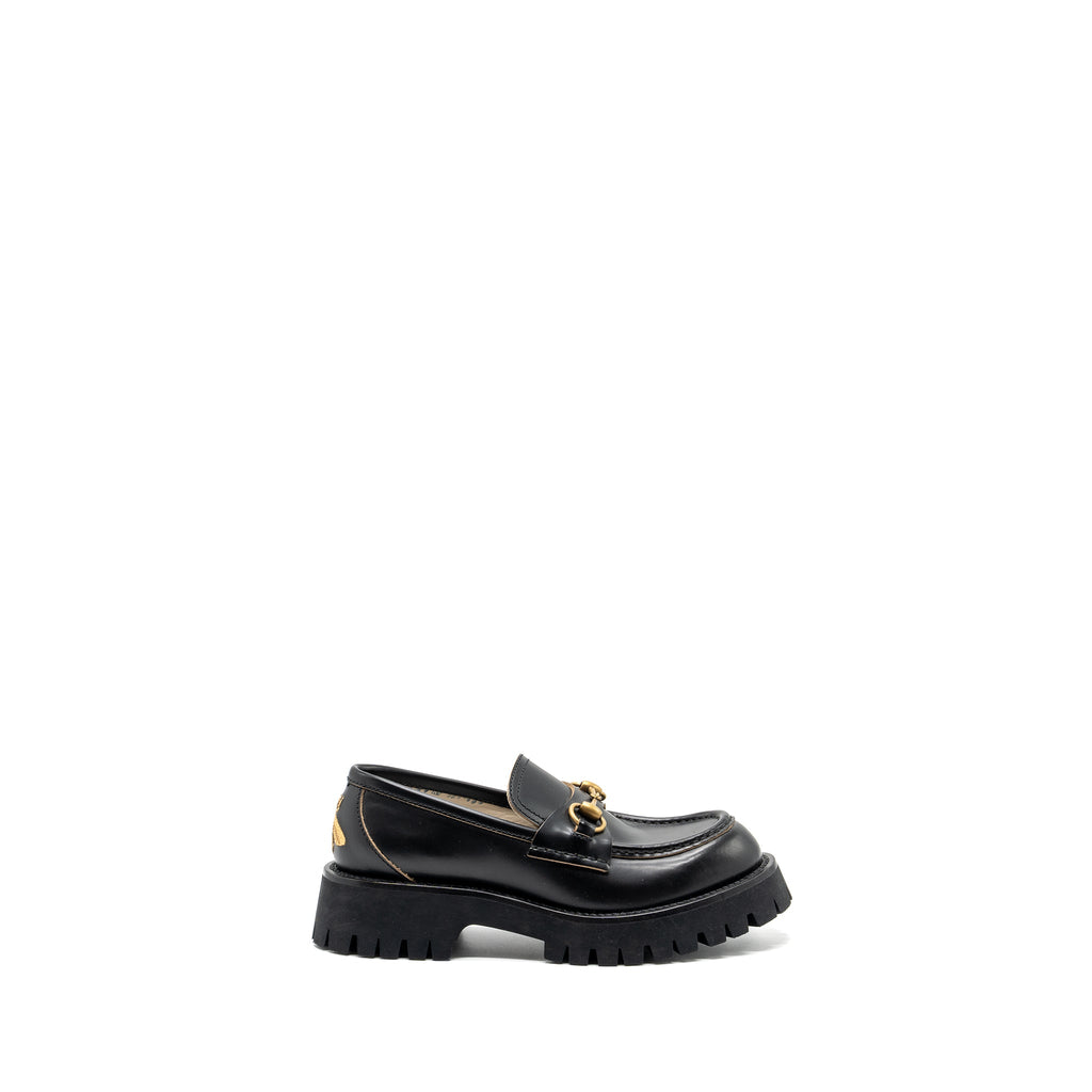GUCCI LEATHER LUG SOLE HORSEBIT LOAFER BLACK GHW