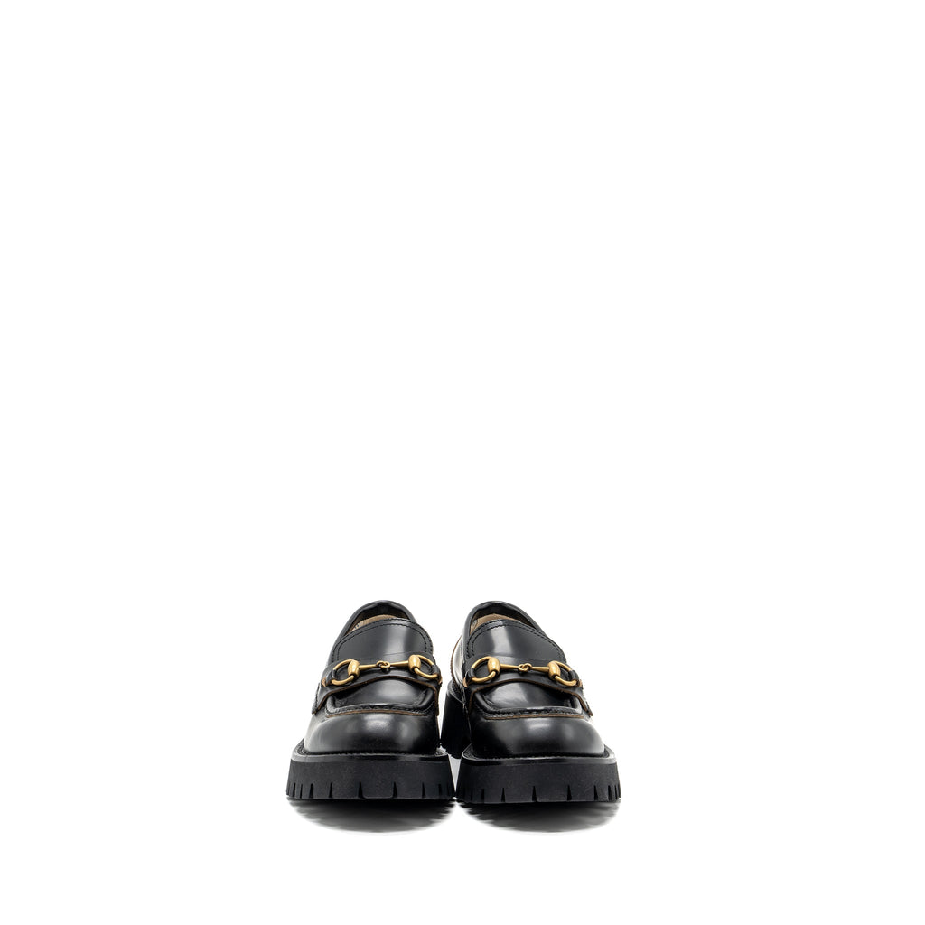 GUCCI LEATHER LUG SOLE HORSEBIT LOAFER BLACK GHW
