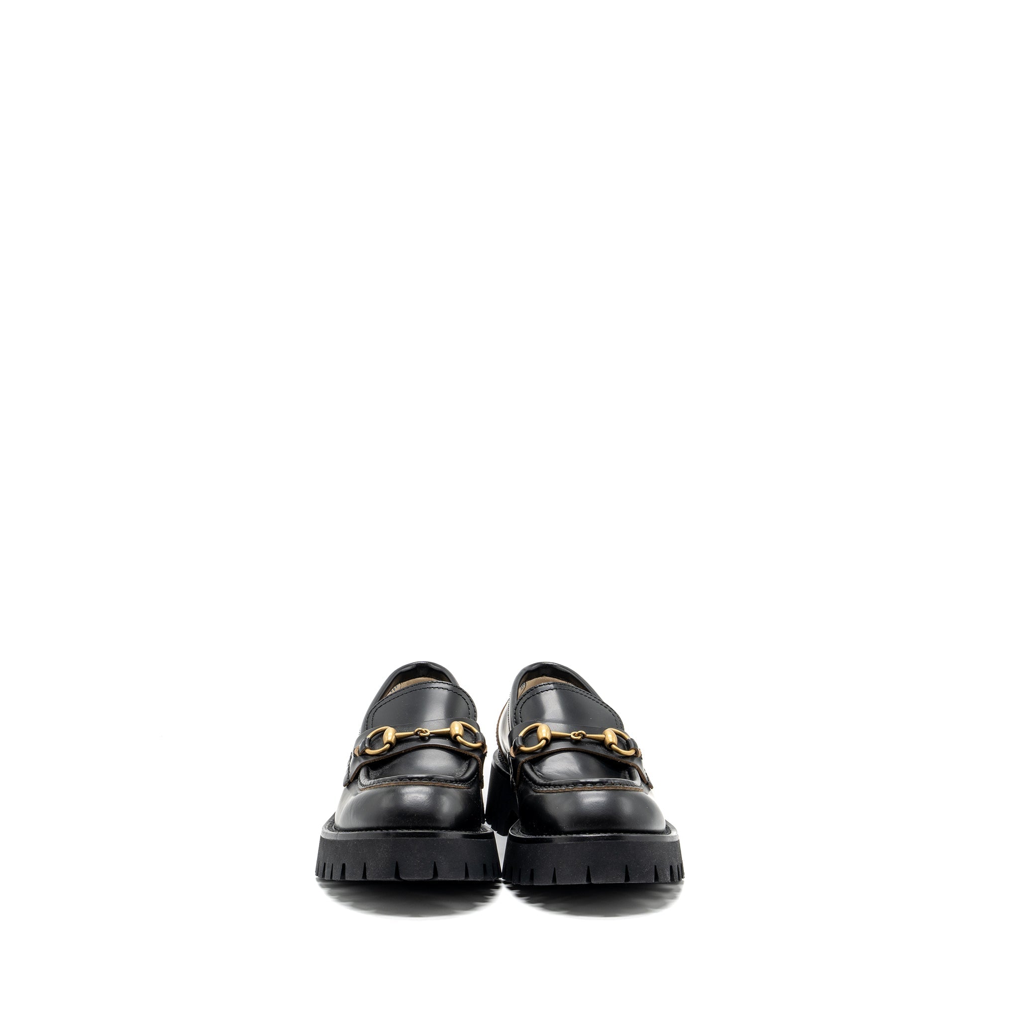 GUCCI LEATHER LUG SOLE HORSEBIT LOAFER BLACK GHW