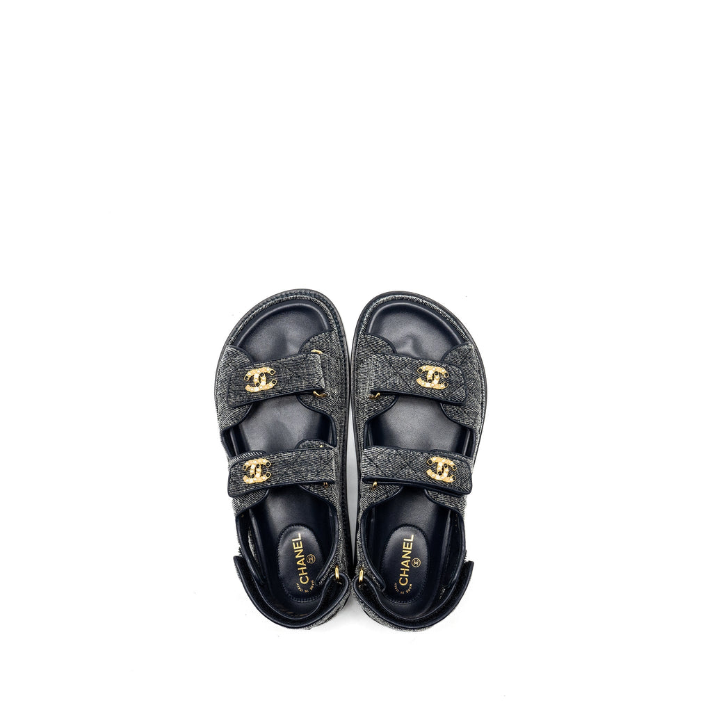 CHANEL DAD SANDALS DENIM GREY MULTICOLOUR HARDWARE
