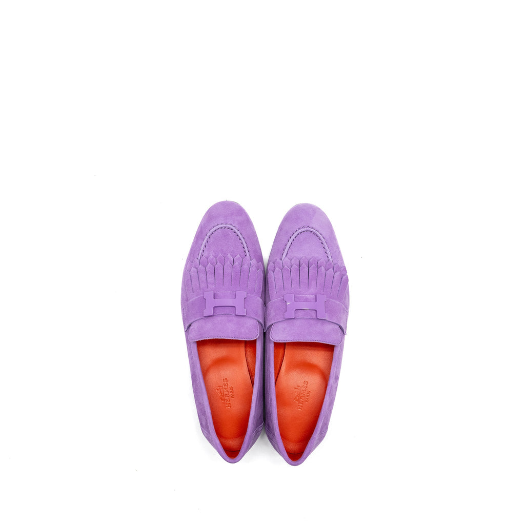 HERMES MOCASSINS ROYAL LOAFER SUEDE PURPLE