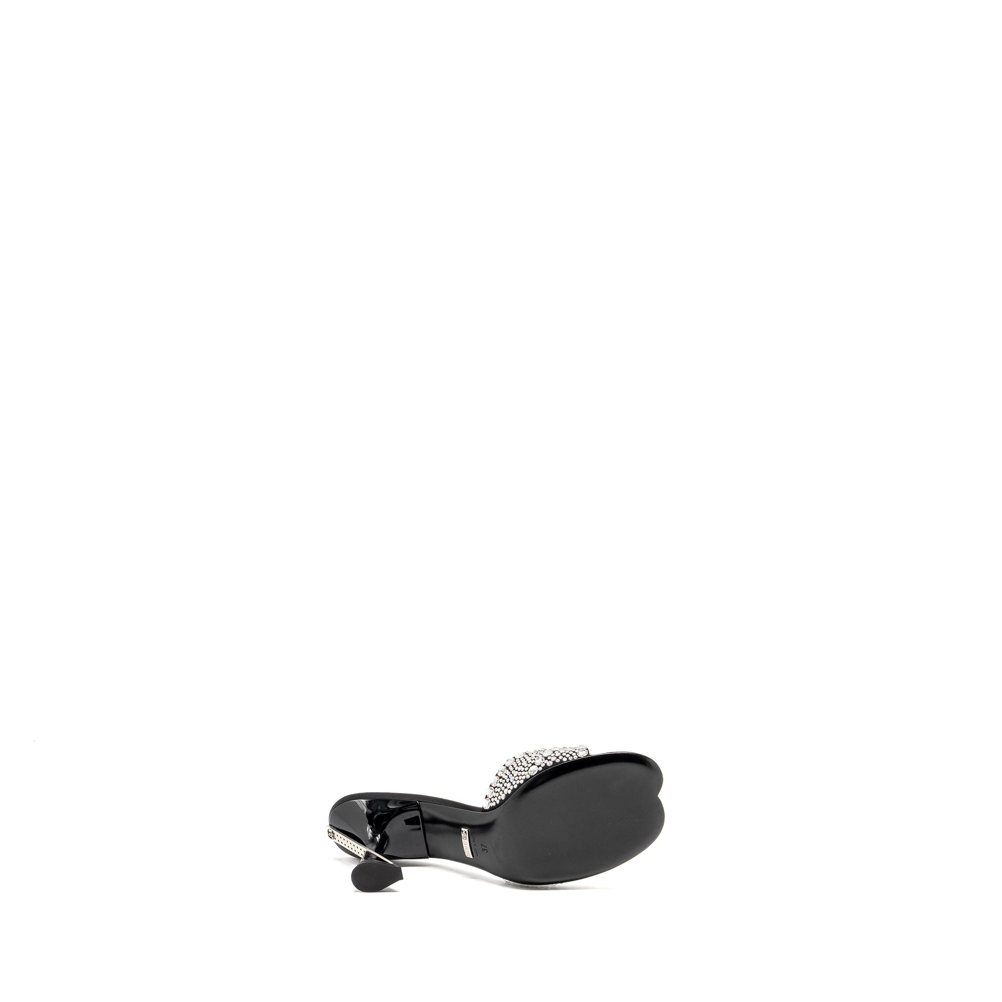 GUCCI CRYSTAL-EMBELLISHED STAIN SANDALS BLACK