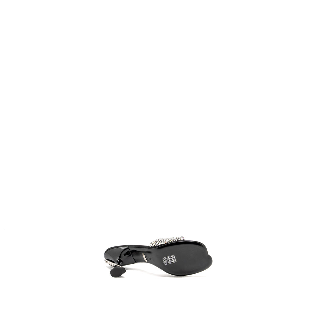 GUCCI CRYSTAL-EMBELLISHED STAIN SANDALS BLACK