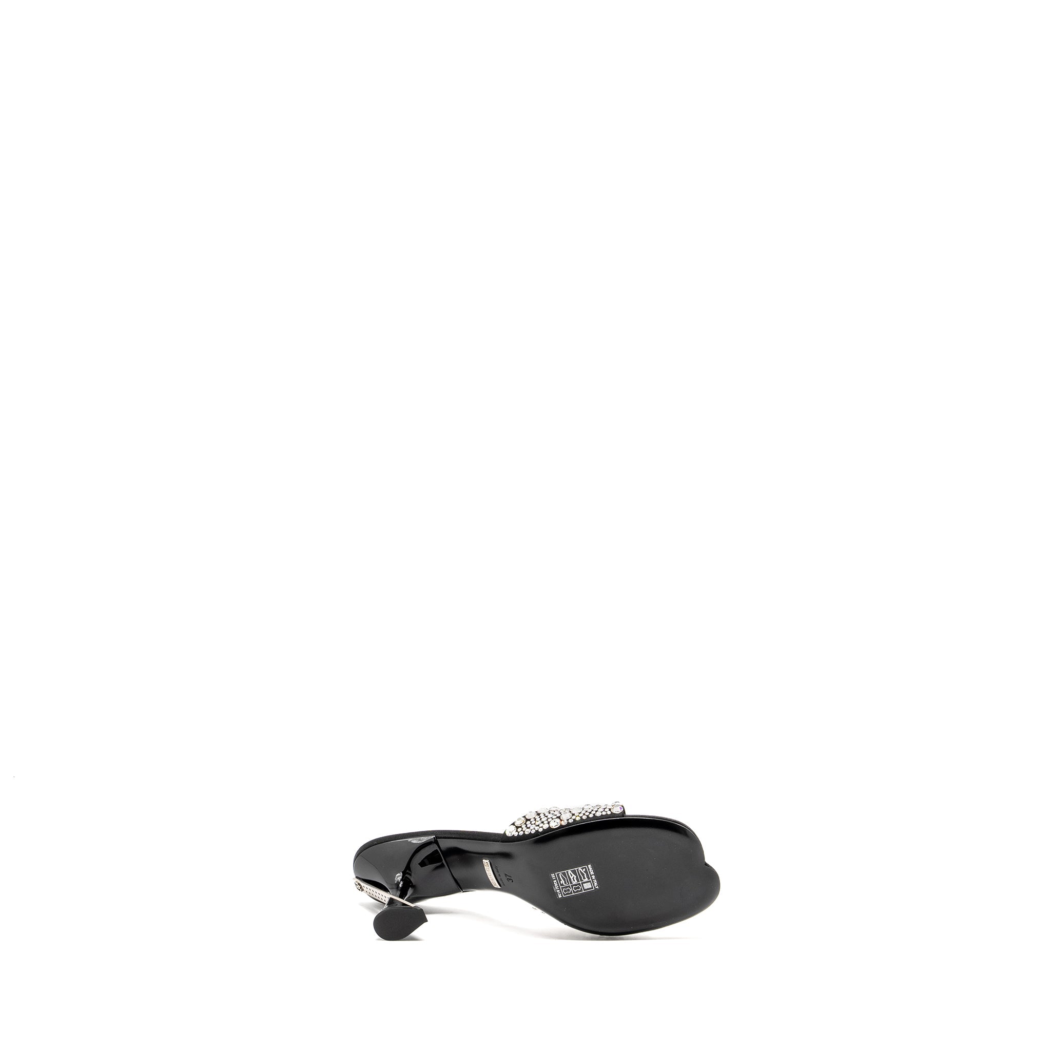GUCCI CRYSTAL-EMBELLISHED STAIN SANDALS BLACK